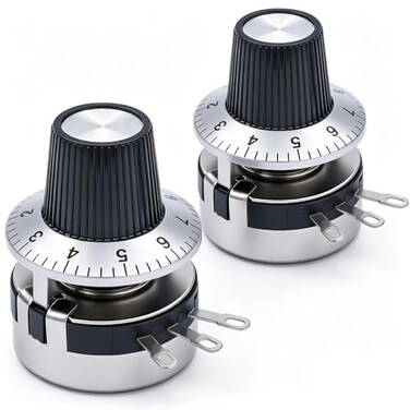 TWTADE / 2pcs Single Turn Rotary Carbon Linear Variable Potentiometer2pcs Knob WTH118-2W 10K Ohm