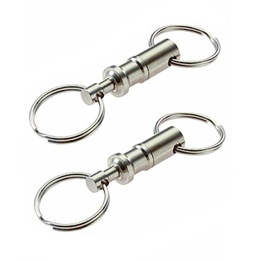Lasenersm 2 Pcs Heavy Duty Dual Key Ring Pull Apart Snap Lock Holder Detachable Key Rings Keychains