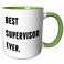 3dRose Best Supervisor Ever, Black Letters 11oz Two-Tone Green Mug