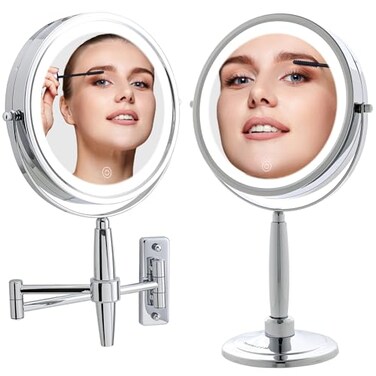 OVENTE 9'' Lighted Magnifying Makeup Mirror, Polished Chrome MFM85CH1X5X