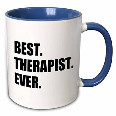 3dRose Best Therapist Ever, fun gift for shrinks 11oz Two-Tone Blue Mug