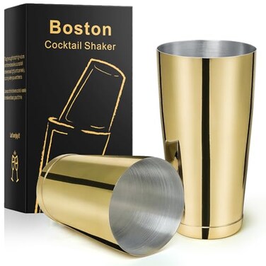 LINALL Stainless Steel Boston Shaker - 2-piece 18oz28oz Professional Bartender Cocktail Shaker Bartender Shaker Kit - CTSK0013 ,Gold