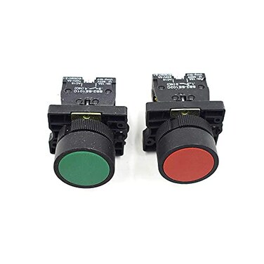 LC LICTOP Push Button Switch, Green NORed NC, DPST 660V, 2Pcs