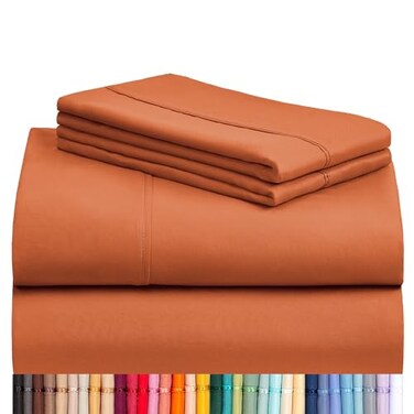 LuxClub King Size Sheets Set, CoolingSoft Deep Pocket Bed Sheets, 4PC