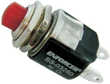 Seco-Larm SS-032Q/RD Red Push Button with N.O. Switch, Momentary SPST Pushbutton, Fits 1/2" ,13mmHole, Rated 1 Amp at 12VDC