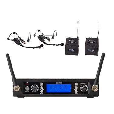 Gemini UHF Dual HeadsetLavalier Wireless Mic System ,UHF-6200HL
