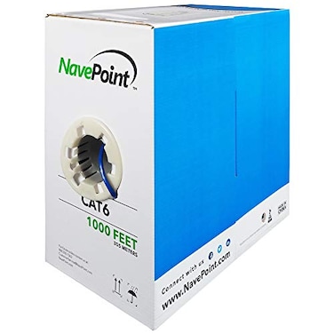 NavePoint Cat6 ,CCA, 1000ft, Blue, Solid Bulk Ethernet Cable, 550MHz, 23AWG 4 Pair, Unshielded Twisted Pair ,UTP