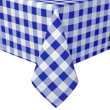 Hiasan Royal Blue and White Checkered Tablecloth Square 60 x 60 Inch