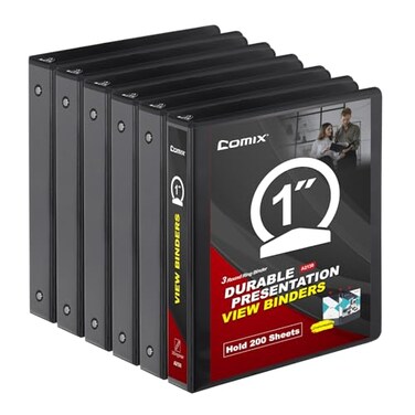 COMIX Sturdy 3 Ring Binder 1 Inch with Clear View Cover