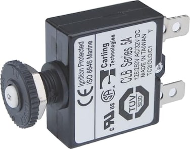 Blue Sea Systems 7052 Push Button Reset Only Quick Connect Circuit Breaker - 5 Amp
