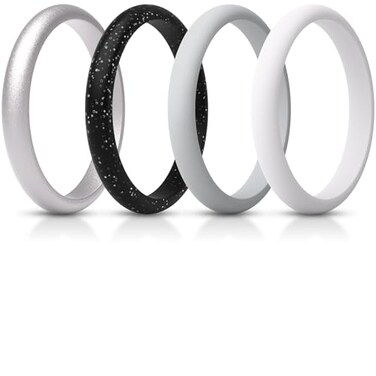ThunderFit Women's Thin and Stackable Silicone Ring Enhancers, 2.5mm Wide