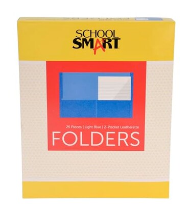 School Smart 2-Pocket Folders, Light Blue, Pack of 25
