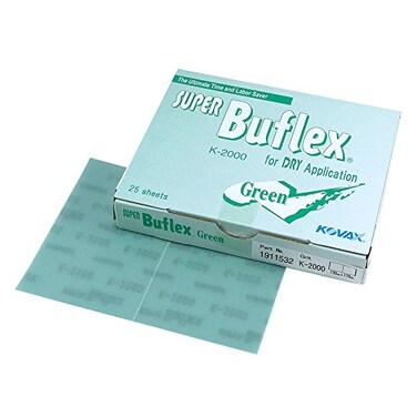 Eagle Abrasives Super Buflex Flexible Dry Sanding Sheets, Green K-2000, HookLoop, 191-1532, 25 Sheets