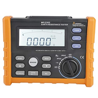 Walfront PM2302 Digital Ground Earth Tester, 0 4kÎInsulation Resistance Meter with LCD Backlight Display for Electricians, TelecomPower Line Technicians, Portable Soil Resistivity Tester