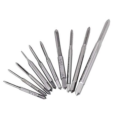 Hilitand 10PCS Mini Machine Hand Taps Set, M1 to M3.5 Straight Fluted Hand Screw Thread Wire Tapping Hand Tool Kit