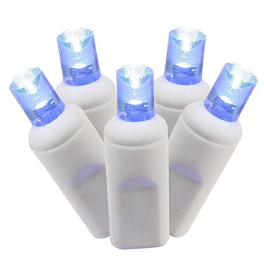 Vickerman 100 Light Blue Wide Angle LED Light Set on White Wire