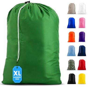 Handy Laundry XL Nylon Laundry Bag 30"x40", 60 lb Capacity, Green