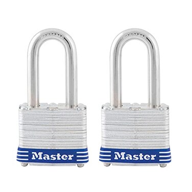 Master Lock 3TLF Laminated Steel Padlock with Key, 2 Pack Keyed-Alike
