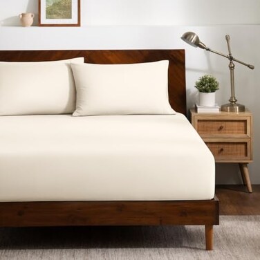 Bare Home Fitted SheetPillowcase Set - Luxury 1800 Ultra-Soft Microfiber - Double Brushed - Deep Pockets - Easy Fit - Fitted Sheet and Pillowcases ,Queen, Sand