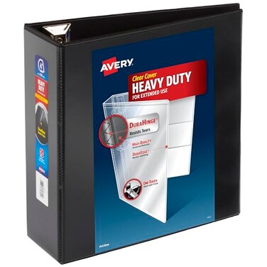 AveryHeavy-Duty 3 Ring Binder, 4" EZDRings, 1 Black Binder