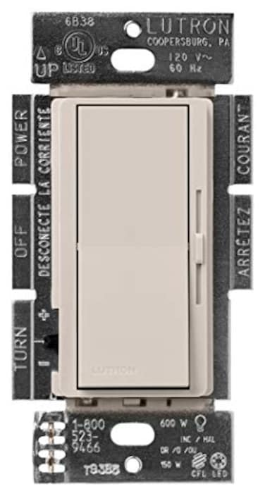 Lutron Diva LEDDimmer Switch for Dimmable LED, Halogen and Incandescent Bulbs, 150W/Single-Pole or 3-Way, DVSCCL-153P-TP, Taupe