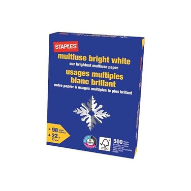 Staples Multipurpose Paper, 8.5x11 Inch, Bright White, 500/Ream