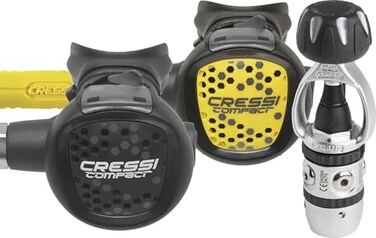 Cressi AC2 / CompactOctopus Compact Complete Regulator Set, Black/Yellow, INT