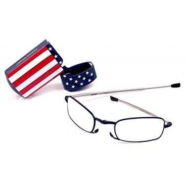 Foster Grant Gideon Rectangular Reading Glasses, Blue/Transparent, 50 mm,1.50