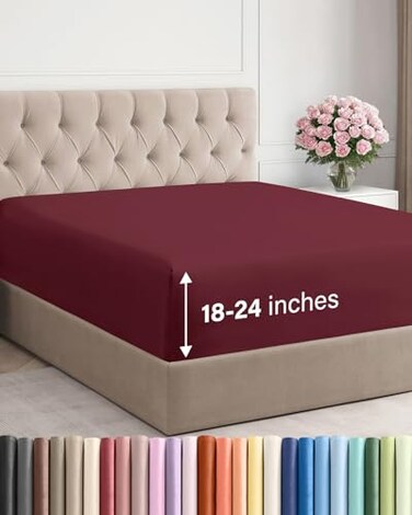 CGK Unlimited CGK Linens Extra Deep King Fitted Sheet - Fitted Sheet Only - Burdy