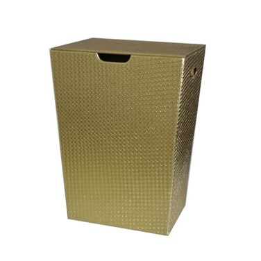 Gedy Marrakech Rectangular Laundry Basket Made from Faux Leather, Gold
