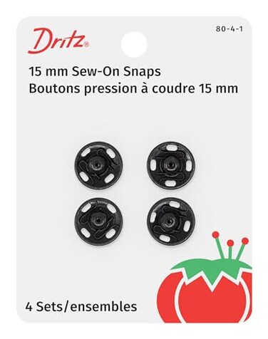 Dritz 80-4-1 Sew-On Snaps, Black, Size 4 4-Count