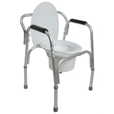 PCP Lightweight Bedside Commode with Pail and Removable Backrest, Silver Frost