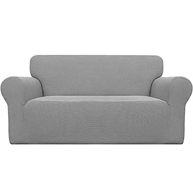 Easy-Going Stretch Loveseat Couch Covers Washable Light Gray