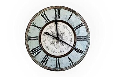 Creative Co-Op Distressed Mint Green Round Wall Clock
