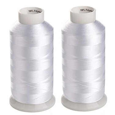 Simthread 2 Huge Spools White Bobbin Fill Thread 60WT - 5500 Yards Each
