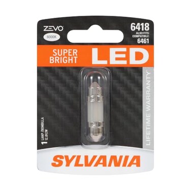SYLVANIA 6418 36mm ZEVO LED Festoon White Bulb, Interior Lighting, 1 Bulb