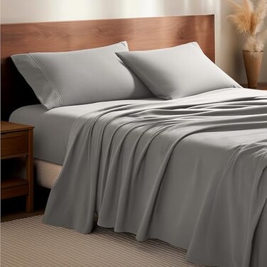 Bare Home Flannel Sheet Set 100% Cotton ,Split King, Light Grey