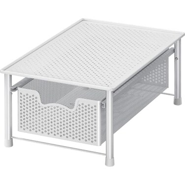 Simple Houseware Stackable Cabinet Basket Drawer Organizer, White