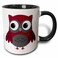 3dRose Cute Ruby Red Houndstooth Patterned Owl 11oz Two-Tone Black Mug