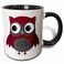 3dRose Cute Ruby Red Houndstooth Patterned Owl 11oz Two-Tone Black Mug