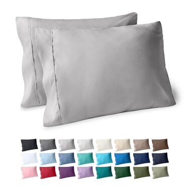 Bare Home Pillowcases Open End ,Standard Set of 2, Light Grey