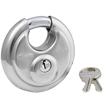Master Lock Padlock, Stainless Steel Discus Lock, 2-3/4 in. Wide, 40DPF, Silver