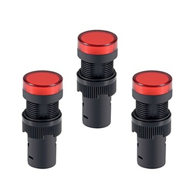 uxcell Indicator Lights AC/DC 12V Pilot Light Red LED, Flush Panel Mount 5/8" 16mm 3Pcs