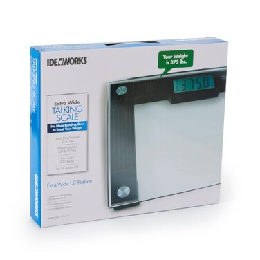 Ideaworks JB5824 Extra Wide Talking Scale-VisualVoice Display Scale- 550 Pounds Max-Tamper Glass-Extra Wide Width-Large LCD Display-Tap OnOff Auto Function