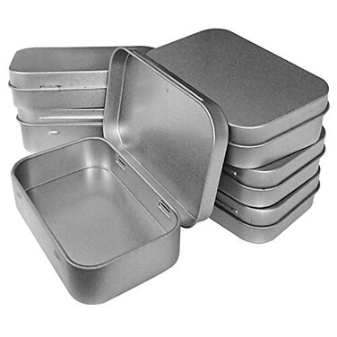 Hulless 30 Pcs Small Hinged Tin Box Metal Tins Storage Containers, Silver