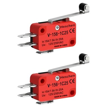 Heschen 2 Pack Micro Switch 15A 125/250VAC, Roller Lever