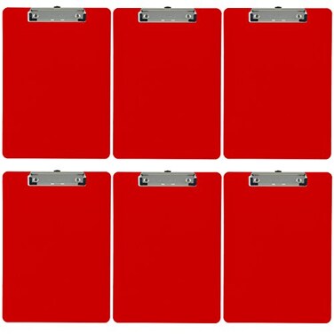 Trade Quest Red Plastic Clipboards Letter Size Low Profile ,6-Pack