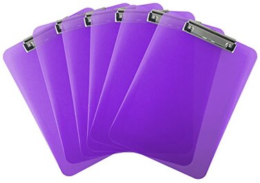 Trade Quest Purple Clear Clipboards Letter Size Low Profile ,6-Pack