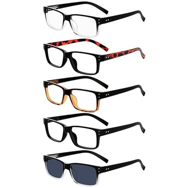 Eyekepper Reading Glasses Men 2.75, Horizontal Readers for Women, 5pack