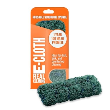 E-Cloth Kitchen Dynamo, Premium Microfiber Non-Scratch Kitchen Dish Scrubber Sponge, Ideal for Dish, Sink and Countertop Cleaning, 100 Wash, Green, 1 Pack
